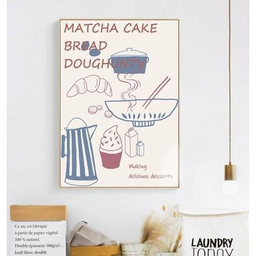 Nordic style Cartoon tableware Canvas Painting posters for Living Room restaurant Quote Posters and Print Minimalist Home Decor