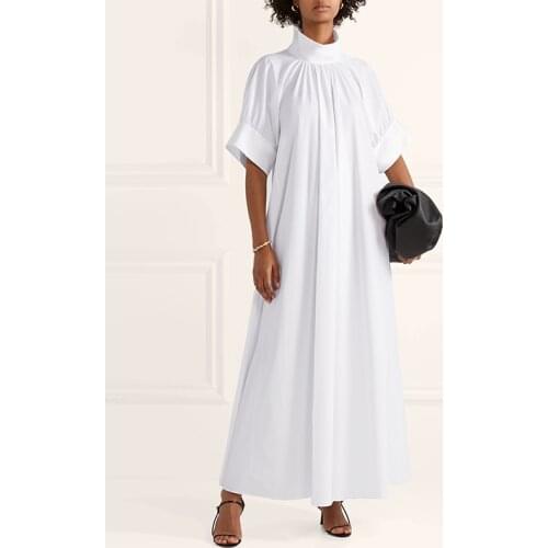 Casual Loose Solid Sundress Robe Elegant Party Long Dresses VONDA Women Long Maxi Dress Autumn Turtleneck Long Sleeve Dresses