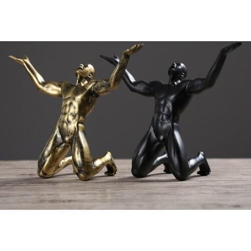 Nordic modern Sculpture Imitation plaster Resin Sportsman Shouting naked man Home decoration Living room interior crafts