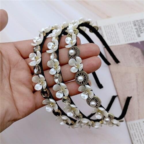 Alloy Colorful Crystal Pearl Headbands For Women Diamond Hair Accessories Hairbands for Girls Crown Hairband Head Wrap