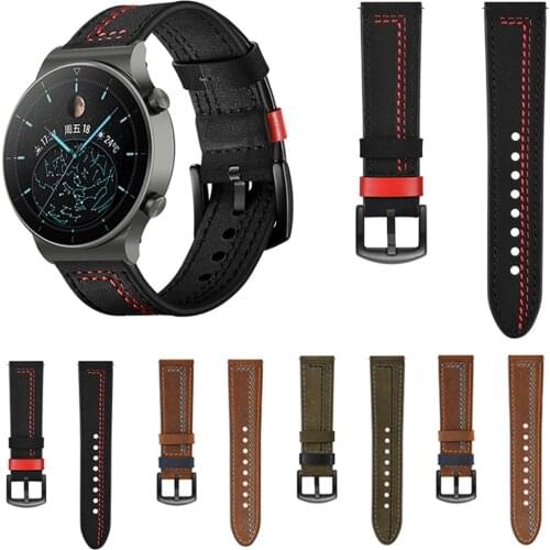 Stitching Genuine Leather Strap For Huawei Watch GT2 Pro band Honor GS Pro / ES Huawei GT 2 Pro Belt Bracelet 20/22mm Watchbands