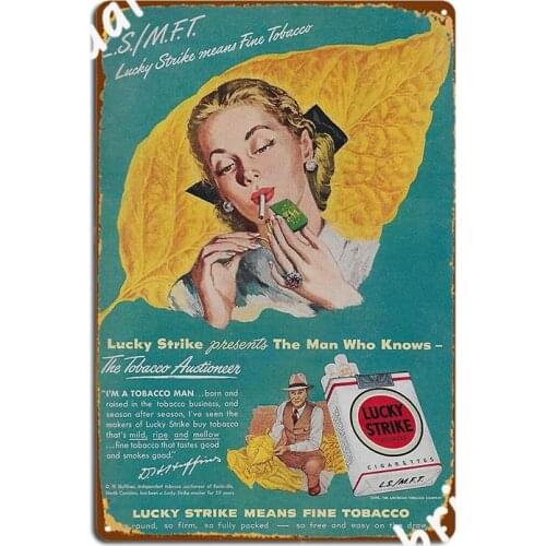 Vintage 1940 S Lucky Strike Cigarettes Ad Poster Metal Plaque Plaques Club Bar Design Wall Mural Tin Sign Poster
