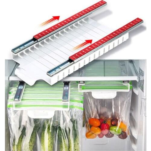 Food Bag Hanging Storage Rack Retractable Fresh-keeping Bag Hanging Storage Holder Zip Fresh Holder Ziplock Bag Organizer
