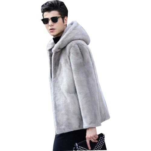 S-6XL New Fashion Winter Clothing mens Fur Coats High imitation Mink fur Coat hooded middle-aged Mens Faux Fur Jackets