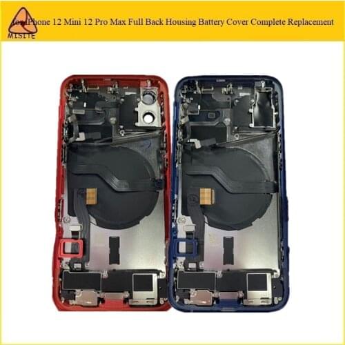 1Pc Full Back Battery Door Housing Assembly Complete Flex For iPhone 12 Rear Middle Frame Body Chassis with Small Repair Parts