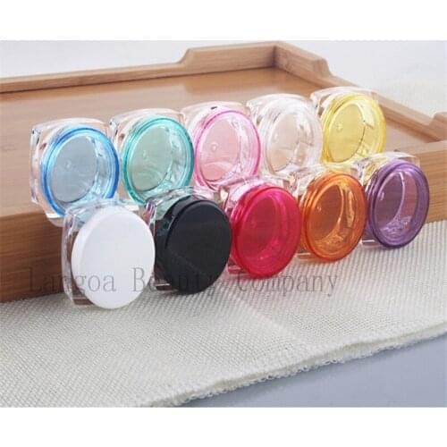 10PcsTransparent Small Square Bottle 3g Cosmetic Empty Jar Pot Eyeshadow Lip Balm Face Cream Sample Container