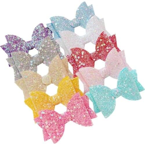 11pcs/lot Glitter Fabric Hair Bows Sparkly Sequins Candy Color Hair Clips Girls Bows Cute Hairpin Headdress Kid Hair Accessories