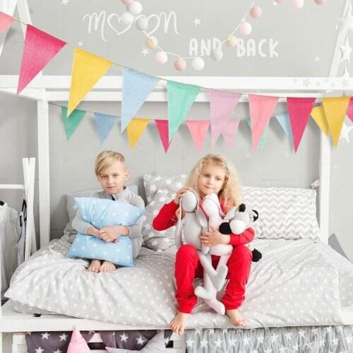 12 Flags Colorful Pennants Wedding Happy Birthday New Supplies Party Banner Decoration Year Z1L1