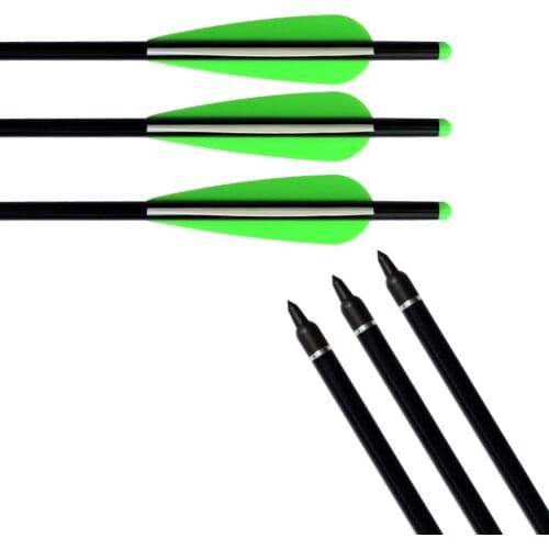 12 pcs Archery Crossbow Bolts Aluminum Arrows Half Moom Nock Removable Points for Archery Hunting Outdoor Sports