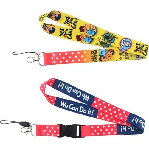 12pcs/lot E2243 Women We Can Do It Neck Strap Lanyards ID Badge Card Holder Keychain Mobile Phone Strap Gifts Decorations