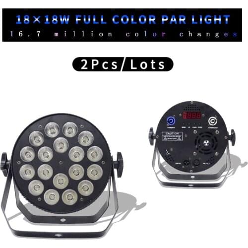 2pcs/lots 18x18W LED light RGBWA UV 6IN1 LED flat Aluminum Par light DMX512 Control 18x12w RGBW 4in1 Disco Wedding Stage light