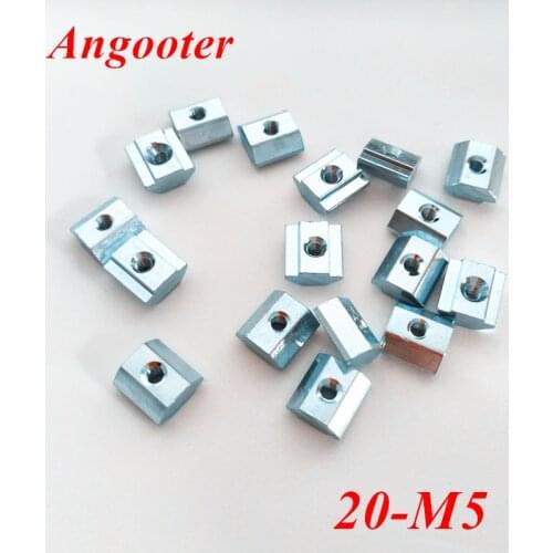 500pcs 20-M5 T sliding nut T-track hammer slide nut M5 Square Block Nut for 2020 series Aluminum profile Fasten connector