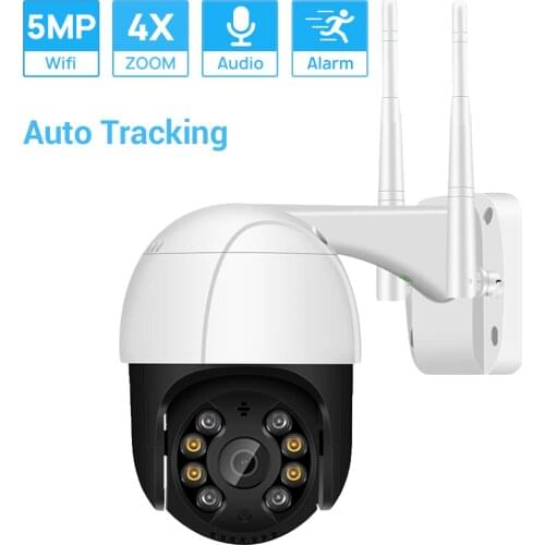 5MP Mini PTZ Wifi Camera Auto Tracking AI Human Detection ONVIF Wireless IP Camera 4xDigital Zoom Dual Light Source ICSEE