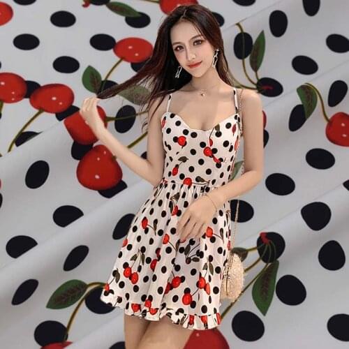 The Black wave point cherry stretch cotton fabric for satin dress ткань хлопок ткани tissu bazin riche getzner telas tissus tela
