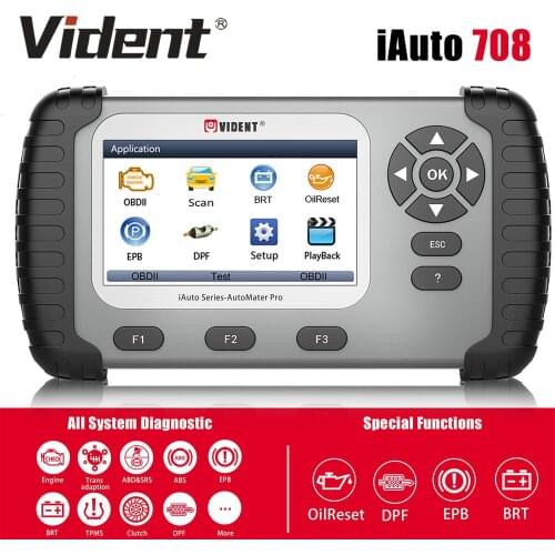 VIDENT iAuto708 All System Diagnostic Scan Tool Support Oil Light Reset / EPB / BRT/ DPF Special Services iAuto 708