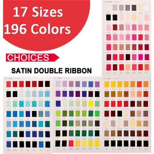 PPCrafts 6 9 13 16 25 38 50 63 75 100 Satin Double Ribbon High Quality Ribbon For Wedding Crafts Hairbow DIY 196 Colors