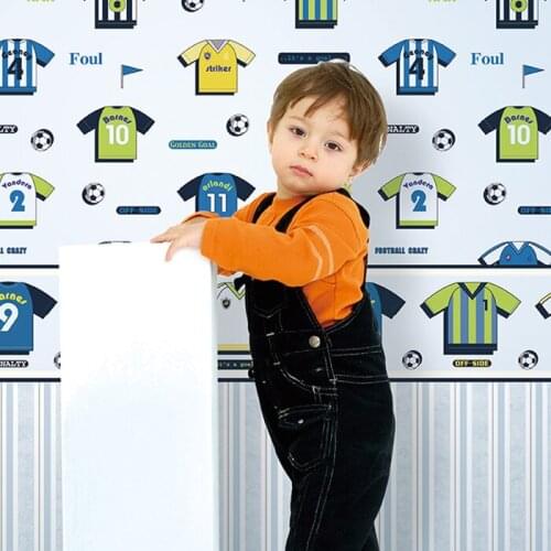 Eco-friendly non-woven soccer jersey cartoon child background wallpaper football sport wallpaper kids room wallpaper