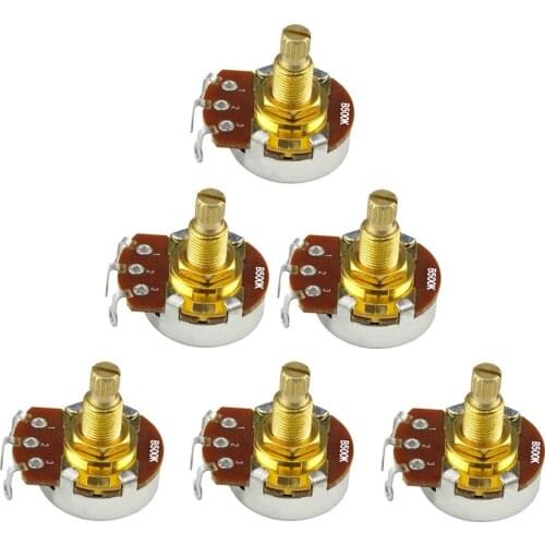 6pcs Long Split Shaft 18mm Big Potentiometers Pots Audio Tone Volume Switch Control A250K B250K A500K B500K Choose for Guitar