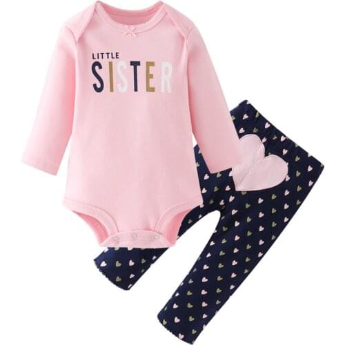 Infant baby girl clothing sets 2020 Spring Cute Little Sister Romper+Pants Leggings 2 Pieces Newobrn Baby girl clothes outfits
