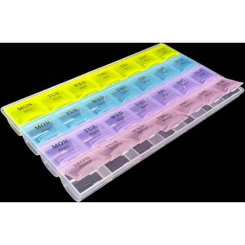1PCS 4 Row 28 Squares Weekly 7 Days Tablet Pill Box Holder Medicine Storage Organizer Container Case