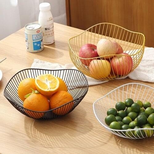 Style Iron Wire Fruit Basket Creative Lotus Leaf Irregular Edge Simple Modern Iron Fruit Basket Snack Fruit Dish