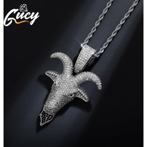 GUCY Animal Goat Pendant With Tennis chain Iced Out Micro Pave Cubic Zircon Necklace Jewelry For Gift