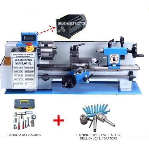 Brushless Motor Mini Lathe Machine Metalworking Digital Display 32mm Spindle hole 100mm Chuck Ordinary Small Lathe 550W