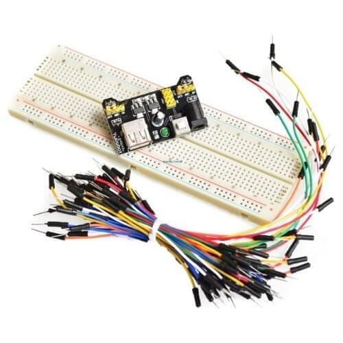 3.3V/5V MB102 Breadboard power module MB-102 830 points Solderless Prototype Bread board kit 65PCS Flexible jumper wires