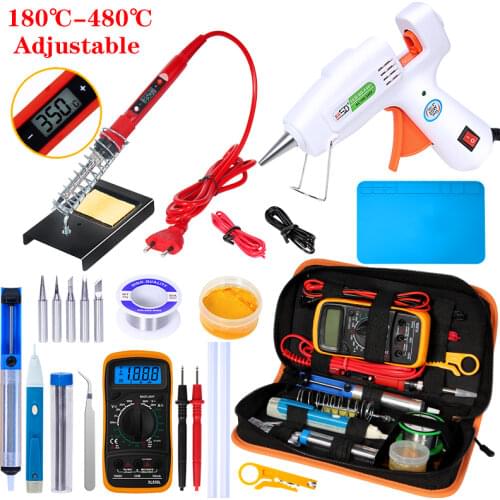 Soldering iron kit adjustable temperature 220V 80W with 7MM Glue Sticks 20W Hot Melt Glue Gun Welding Tool Kits