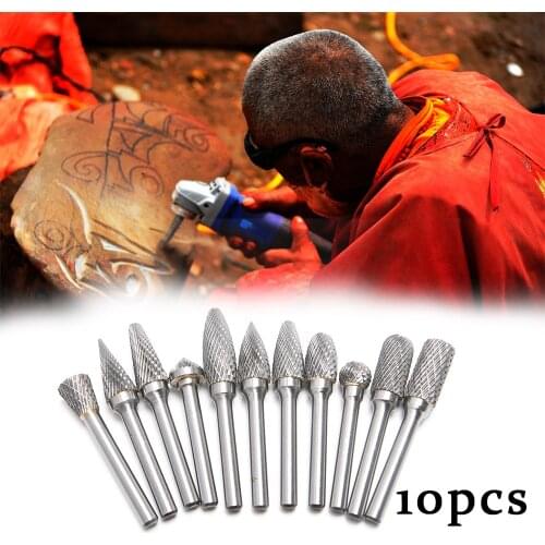 10pcs Shank Tungsten Carbide Drill Bit Set For Metal Grinding Head Milling Cutter Rotary Drills For Iron Steel Carbon Steel