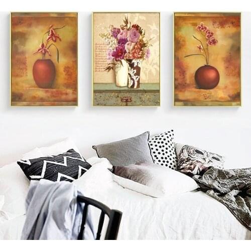 Multicolor Flower Wall Art Canvas Painting Sunflower Butterfly Vase Vintage Poster And Print Rose Pictures For Living Room Decor