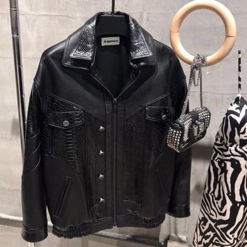 Real ladies genuine women lamb leather jacket