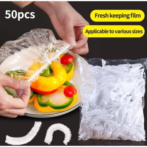 50pc PE material fresh-keeping film cover elastic mouth can be stretched all kinds of dishes universal Refrigerator preservation