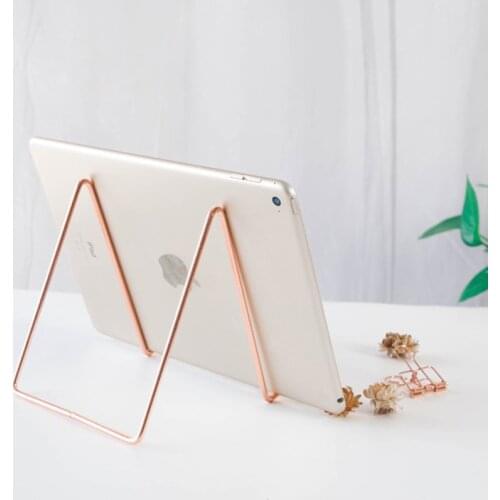 Tablet Desktop Stand Holder Rack For Android Ipad Home Office Mobile Phones Magazine Universal Desk Bracket Bookshelf Rose Gold