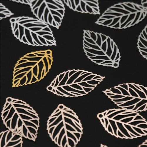 10Pcs 9x16mm Hollow Metal Leaf Leaves Charms Pendants For DIY Jewelry Finding Making Pendant Anklet Bracelet Crafts Accessories
