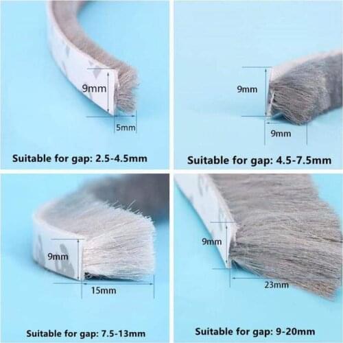 3/5M Brush Strip Self Adhesive Door Window Sealing Strip Home Door Window Wind-proof Sound Insulation Wind-proof Strip Gasket