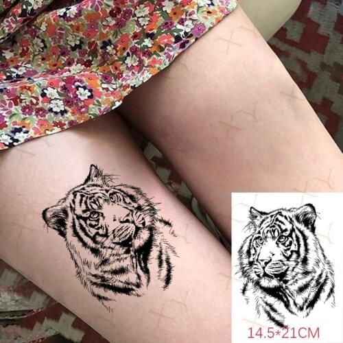 Waterproof Temporary Tattoo Sticker Tiger Wolf Goat Animal Flash Tattos Totem Flower Body Art Arm Fake Tatoo for Women Men