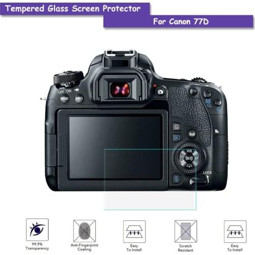 9H Tempered Glass LCD Screen Protector Real Glass Shield Film For Canon 77D Camera Accessories