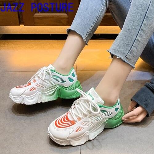 Womens platform sports shoes multicolor outdoor ladies breathable casual shoes all-match w240
