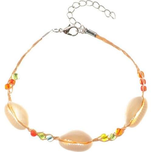 Bohemian Shell Anklets for Women Handmade Leather Woven Natural Shell Foot Jewelry Summer Beach Barefoot Bracelet ankle on Leg