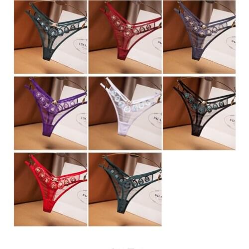 Transparent Mesh Womens Panties Embroidery Hollow Pearl Thong Womens Japanese Sexy Thin T-pants,underwear Women, Cosplay
