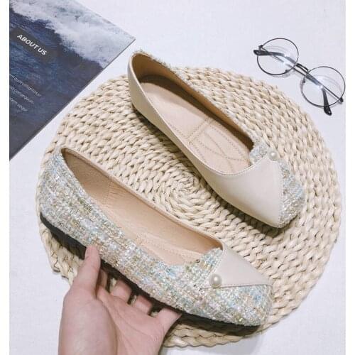 2021 Autumn New Retro Single Shoes Women Wild Stitching Flat Net Red Shallow Mouth Soft Bottom Square Mouth Womens Shoes