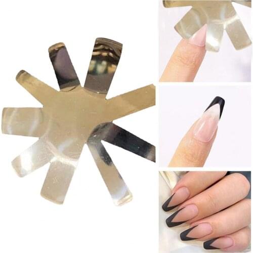 1pc Nail Art Edge Metal Trimmer Nail Form Cutter Clipper Styling Nail Gel Easy French Trim Smile Line Nail Template Tools