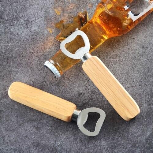 10/20 Pcs Bartender Bottle Opener Wood Handheld Wine Beer Soda Glass Cap Bottle Opener for Home Kitchen Bar Design Wedding