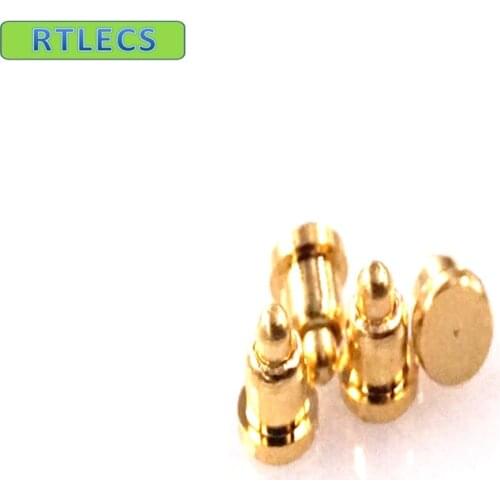 10pcs Spring Loaded Pin 2.0 mm Diameter SMT / SMD 2.0 mm height Brass Gold 1u 50G force Re-flow Solder