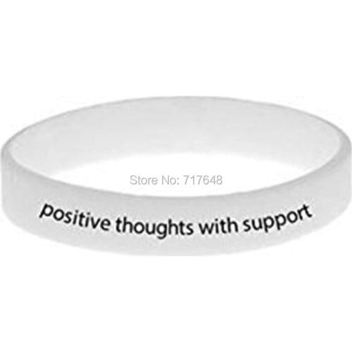 100pcs positive thoughts with support wristband silicone bracelets free shipping by epacket A