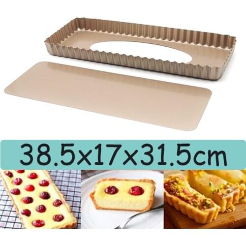 14Inch Fluted Pie Tart Pan Removable Bottom Cake Mold Rectangle Flan Pan Mold Pie Tart Pan Non-Stick Pizza Mold Baking Tools