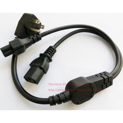 2 in 1 Flat Nema 5-15P Plug to IEC 320 C13 C5 Y Splitter Power Cord/Cable About 50CM/Free shipping/2PCS