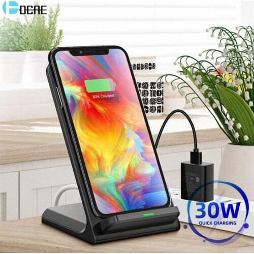 30W Qi Wireless Charger Stand for iPhone 12 11 Pro XS Max XR X 8 Induction Fast Charging For Samsung S21 S20 S10 Xiaomi Huawei