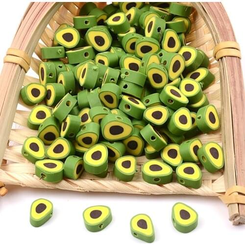 30pcs 10mm Clay Spacer Beads Avocado Shape Beads Polymer Clay Beads For Jewelry Making DIY Handmade Accessories